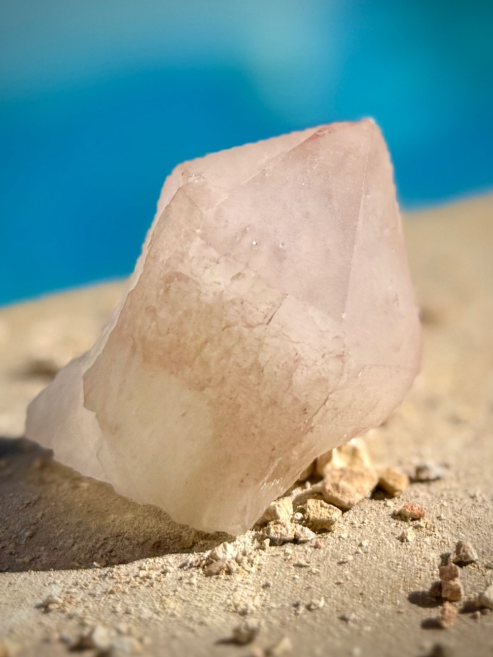 AAA Brazilian Rose Pink Berry Lithium Candle Rough Bottom Quartz Point